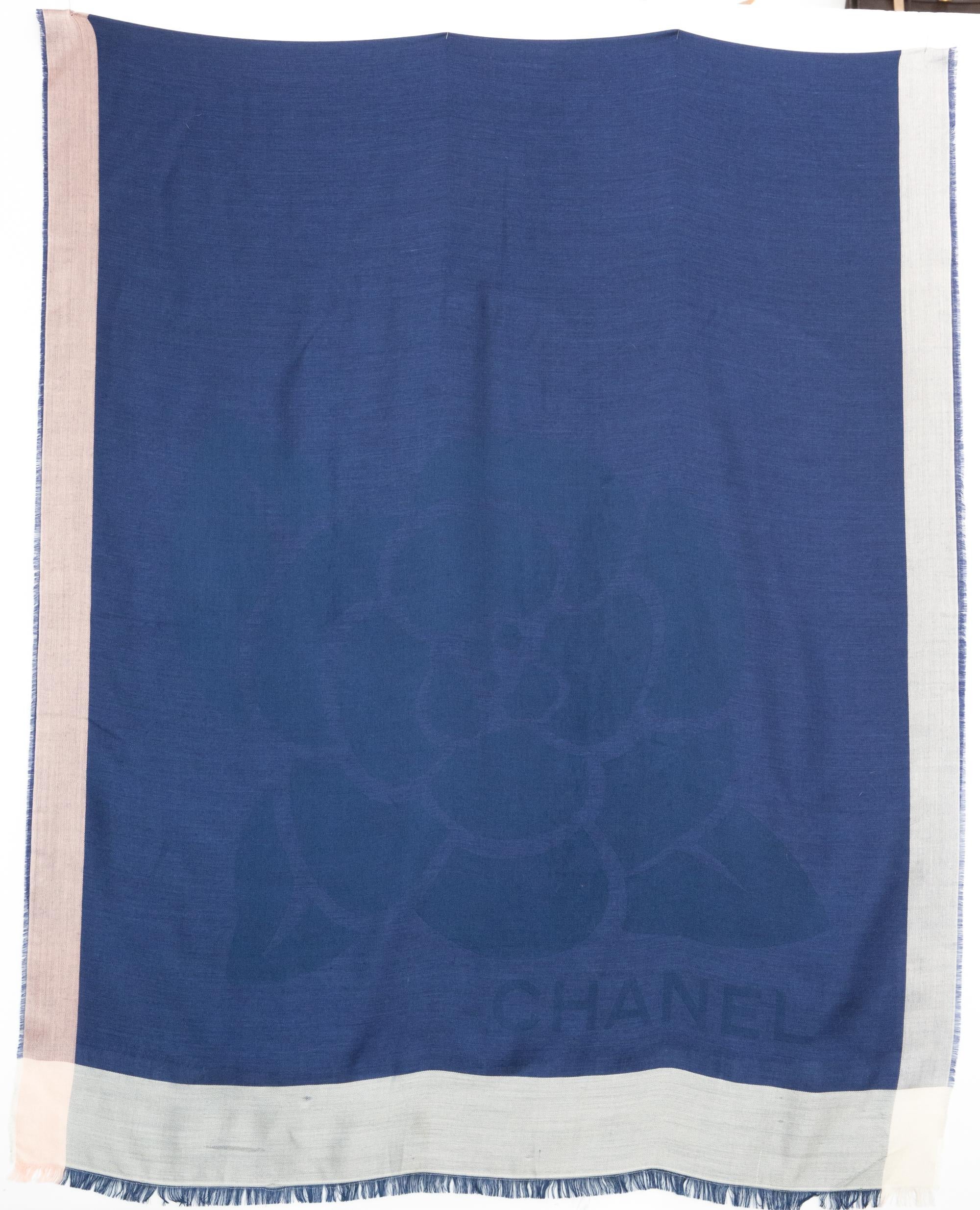 Women's or Men's Chanel Large Camellia Cashmere Scarf For Sale