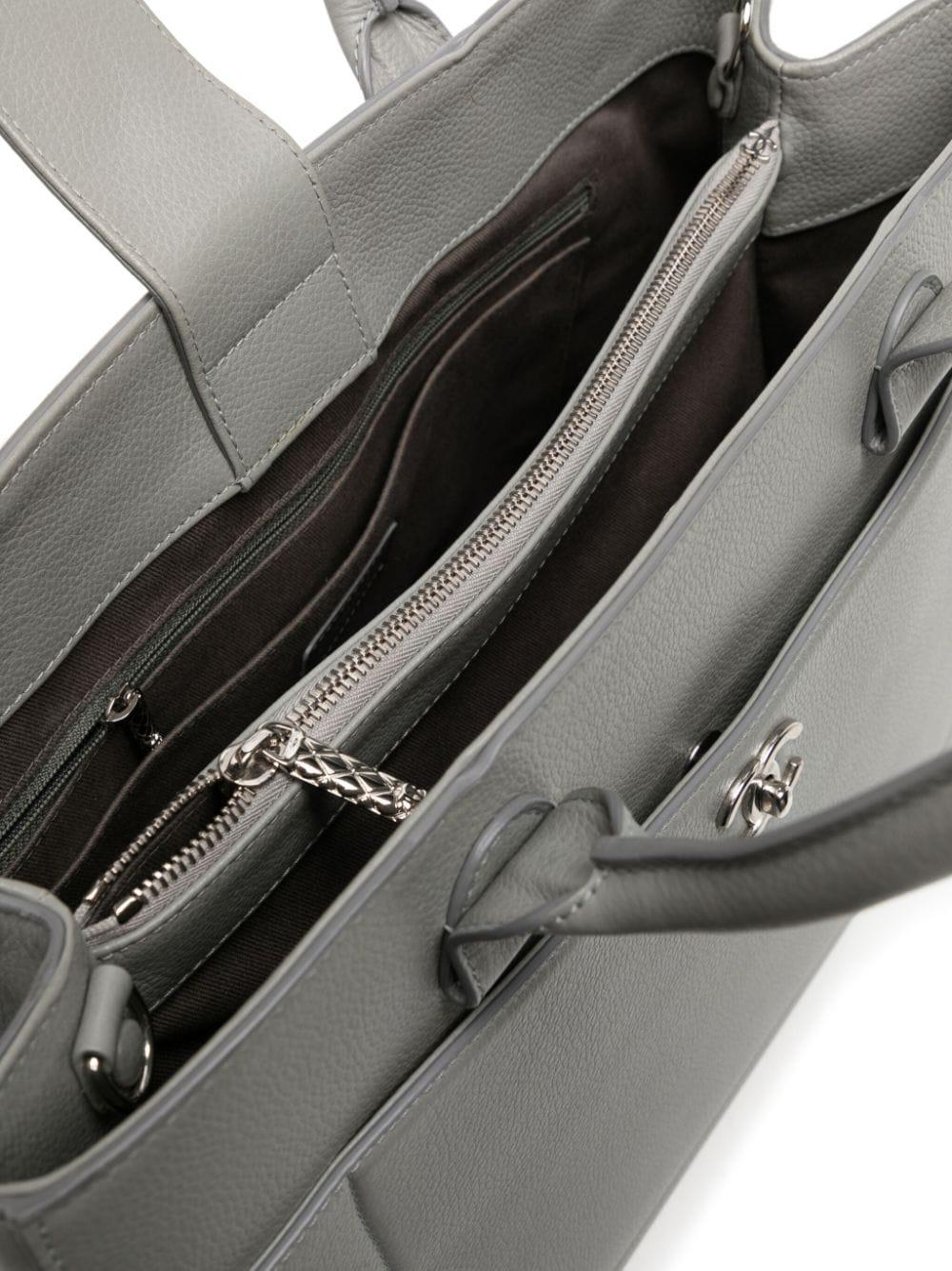 Gray Chanel Large CC Turn-lock Tote Bag