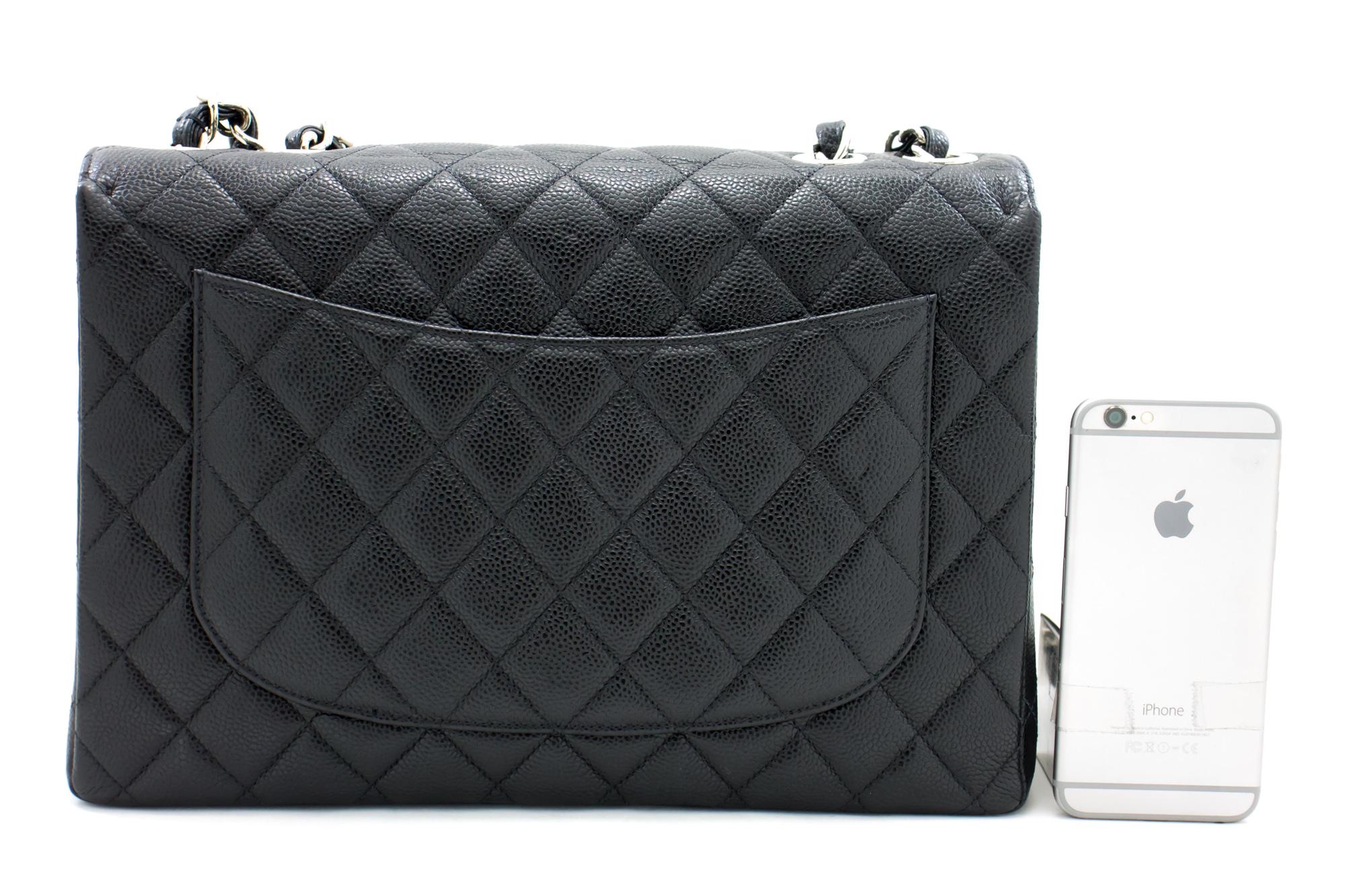 CHANEL Large Classic Handbag Chain Shoulder Bag Flap Black Caviar In Good Condition For Sale In Takamatsu-shi, JP