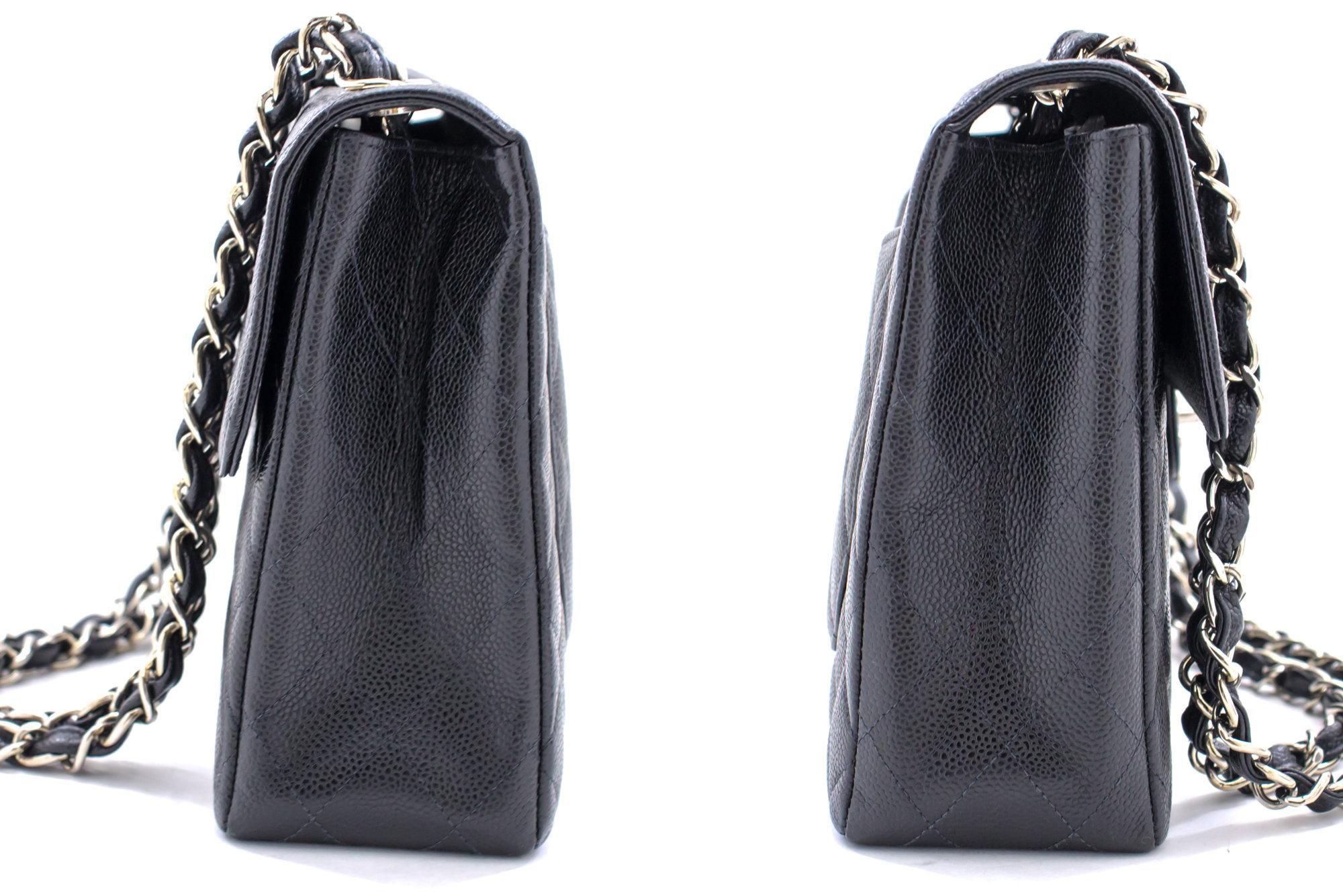 CHANEL Large Classic Handbag Chain Shoulder Bag Flap Black Caviar For Sale 1