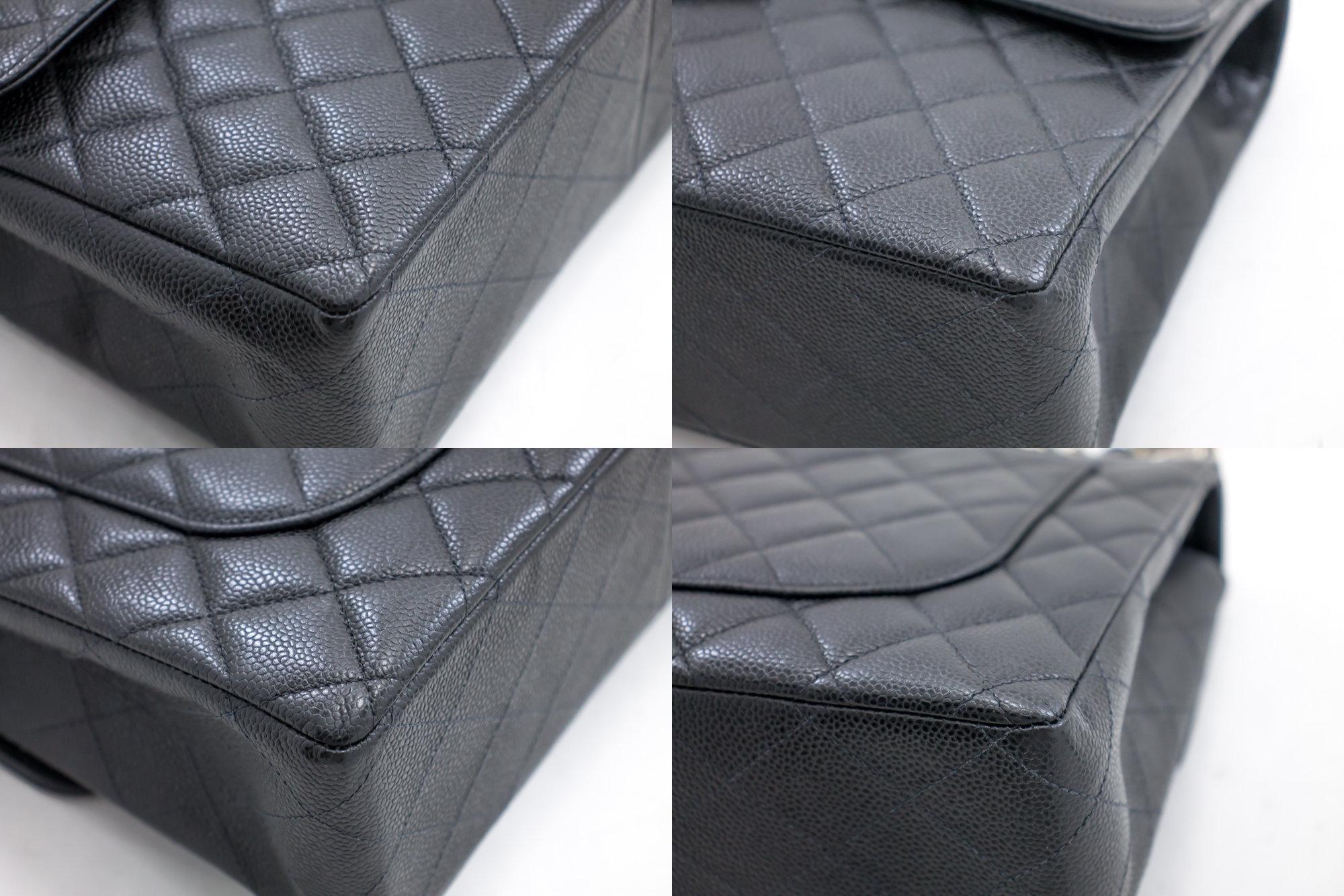 CHANEL Large Classic Handbag Chain Shoulder Bag Flap Black Caviar For Sale 2