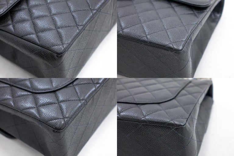 CHANEL Large Classic Handbag Chain Shoulder Bag Flap Black Caviar For Sale  at 1stDibs