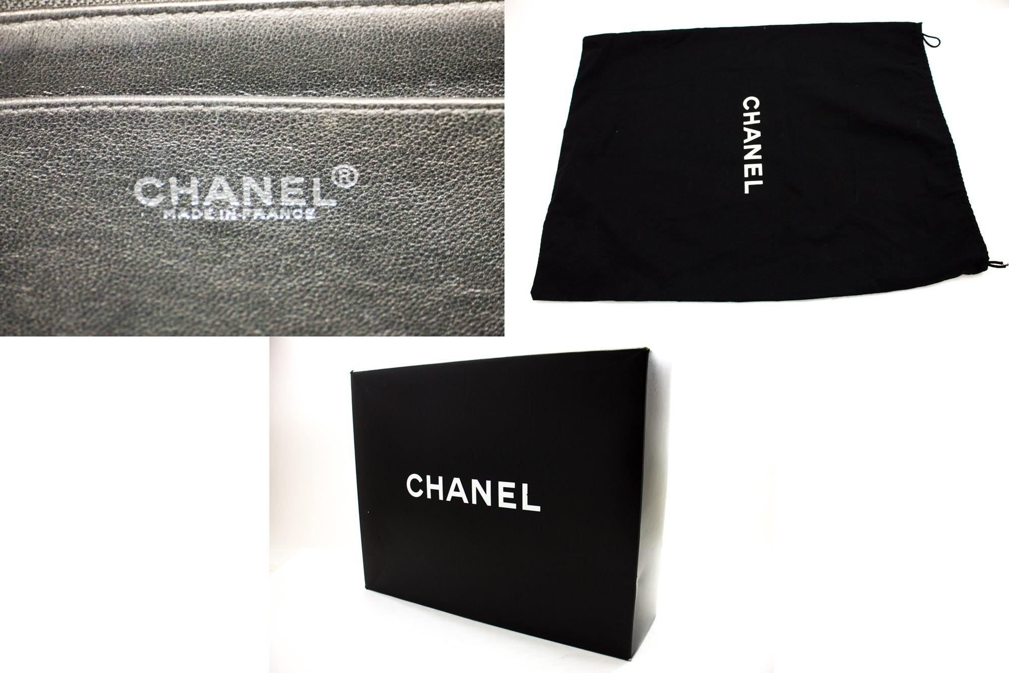 CHANEL Large Classic Handbag Chain Shoulder Bag Flap Black Caviar For Sale 4