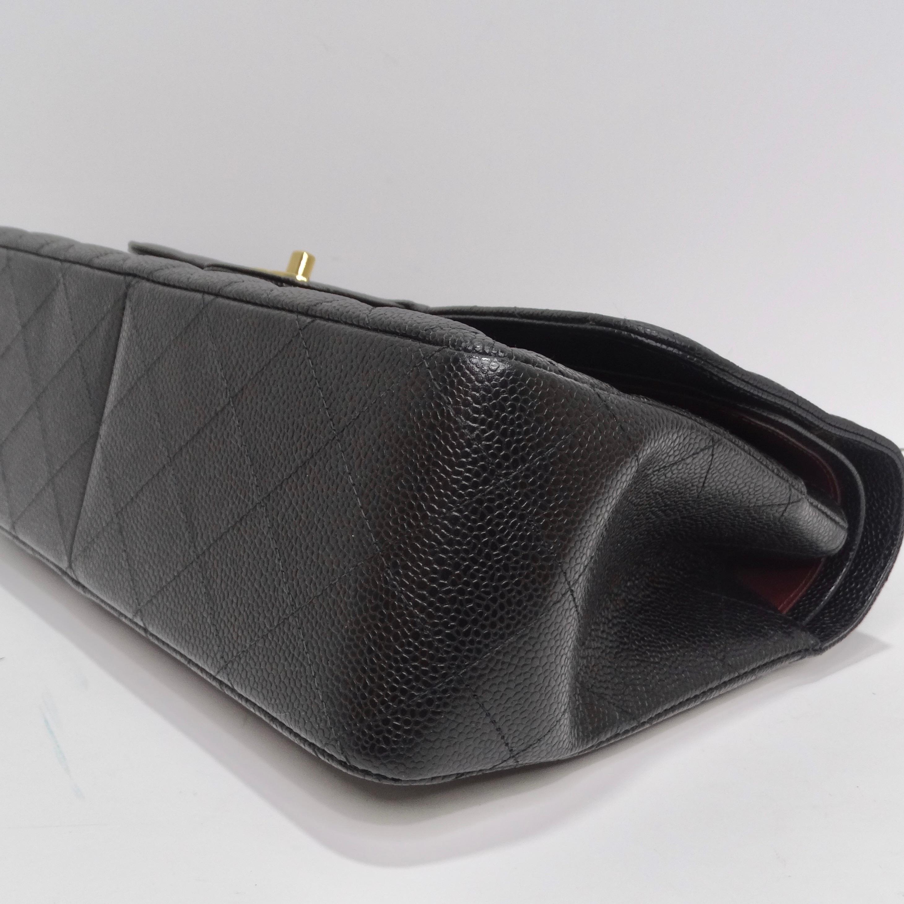 Chanel Large Classic Quilted Caviar Handbag Black/Burgundy 5