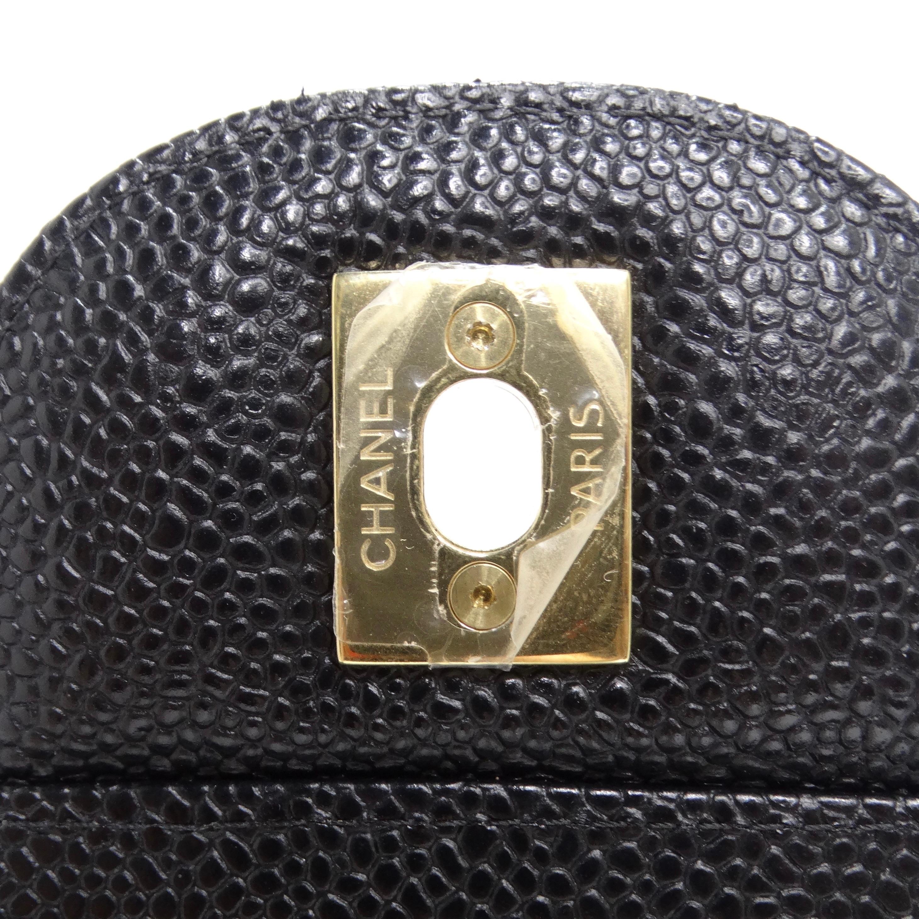 Chanel Large Classic Quilted Caviar Handbag Black/Burgundy 8