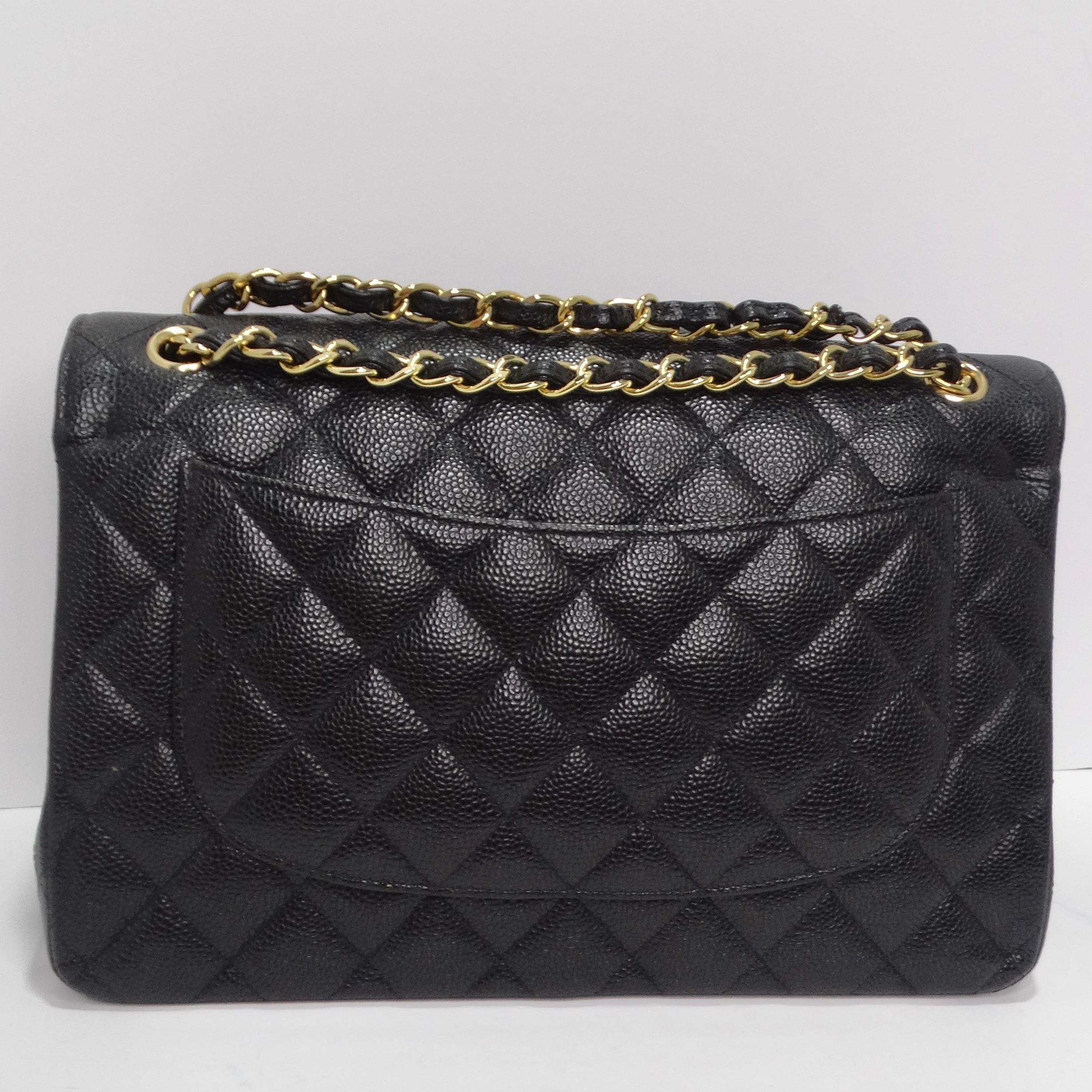 Women's or Men's Chanel Large Classic Quilted Caviar Handbag Black/Burgundy