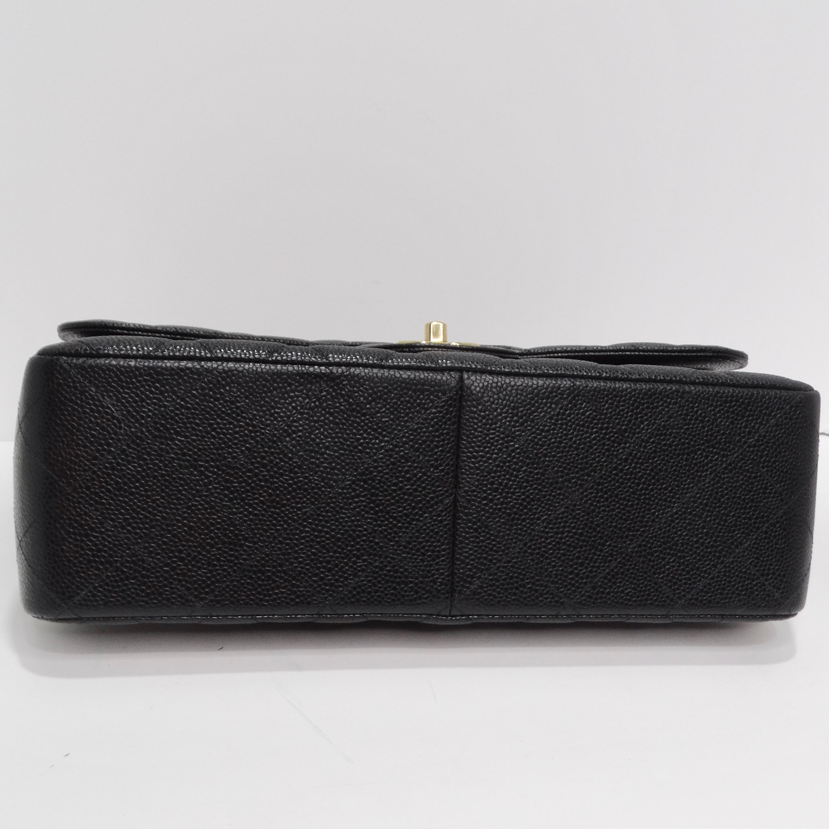 Chanel Large Classic Quilted Caviar Handbag Black/Burgundy 3