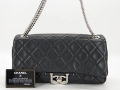 Chanel Large Classic Quilted Matelasse Flap 867200 Black Leather Shoulder Bag