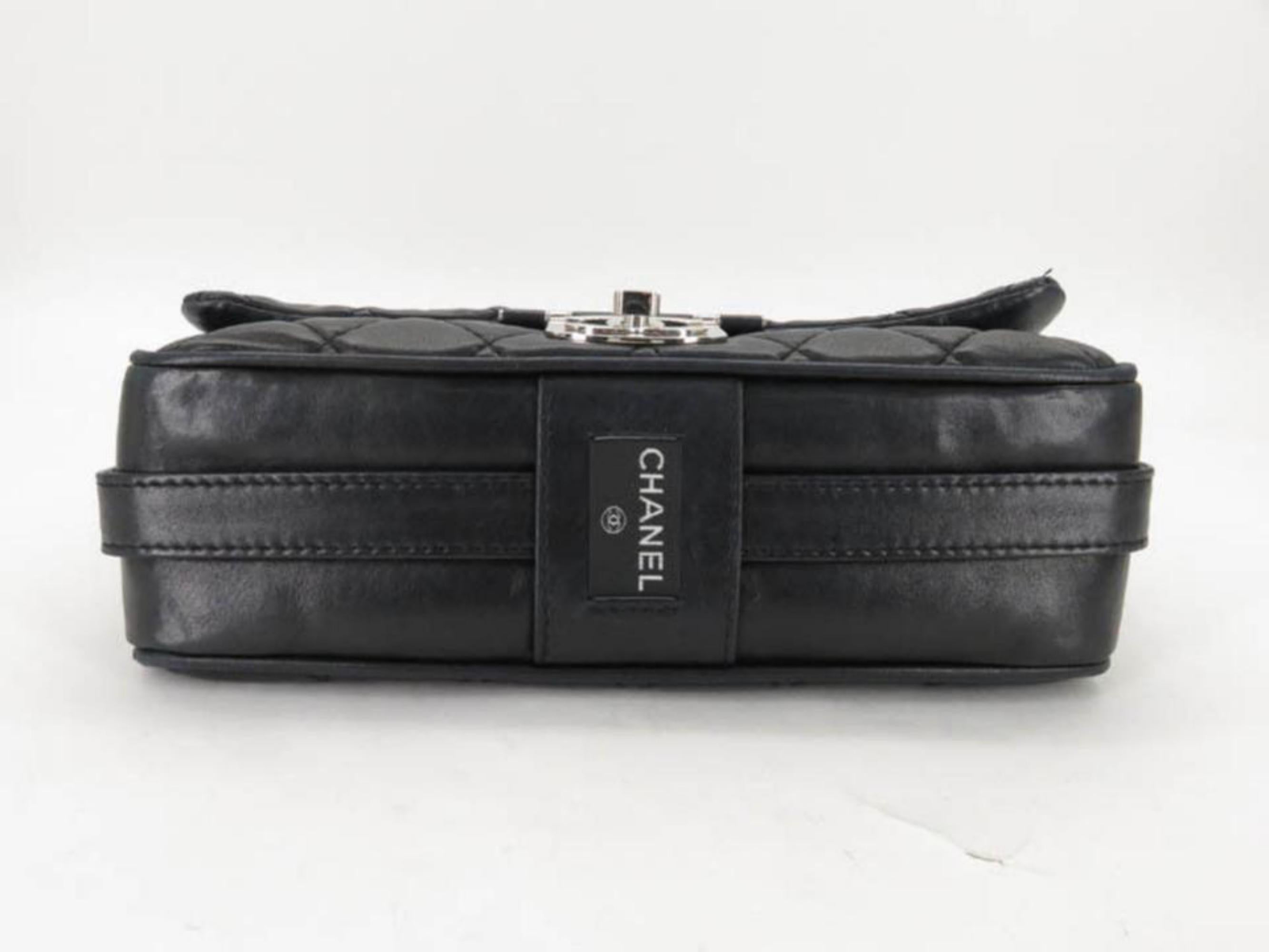 Chanel Large Classic Quilted Matelasse Flap 867200 Black Leather Shoulder Bag For Sale 5