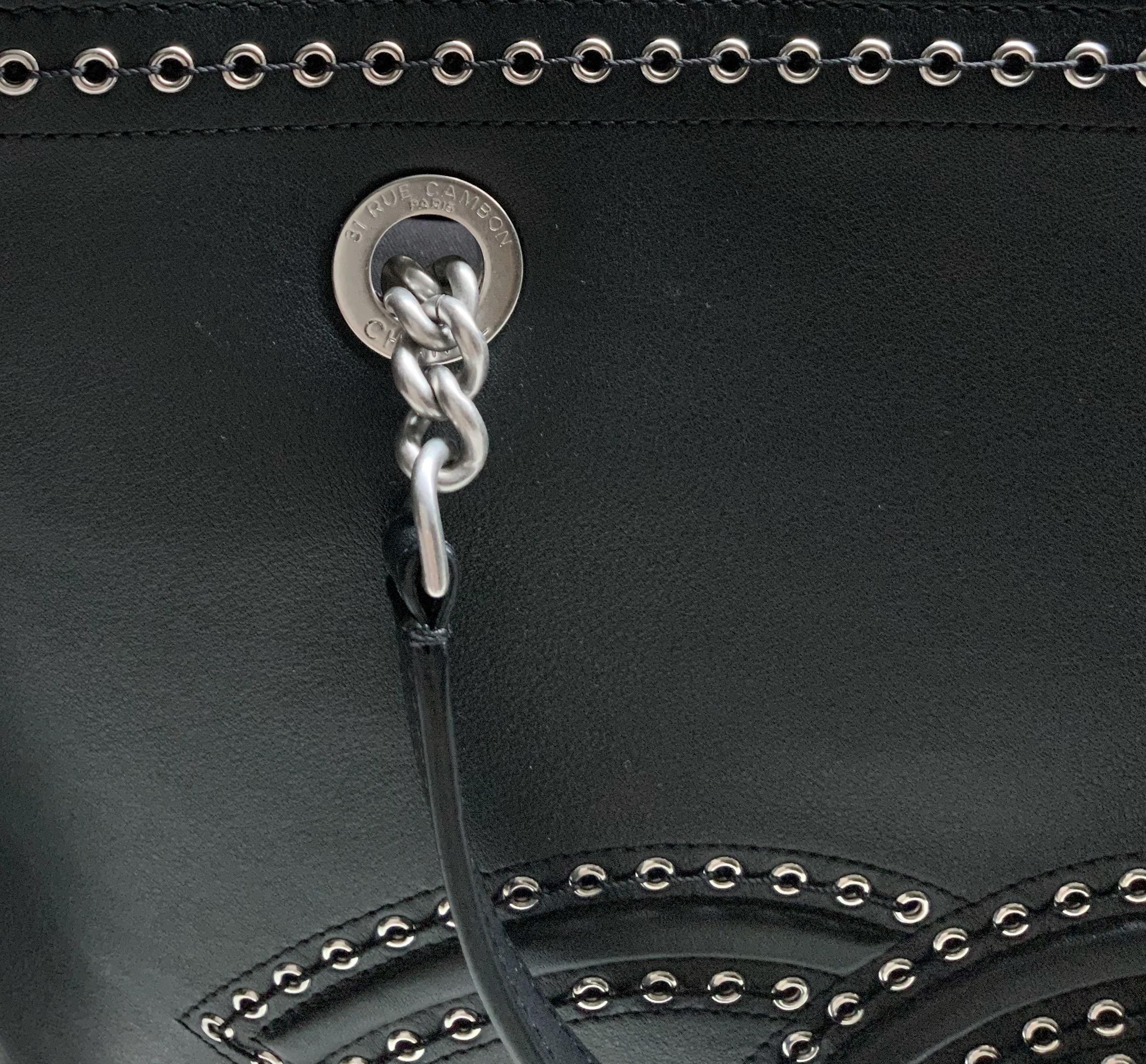 Chanel Large Coco Eyelets Black Shopping Tote at 1stDibs | chanel ...