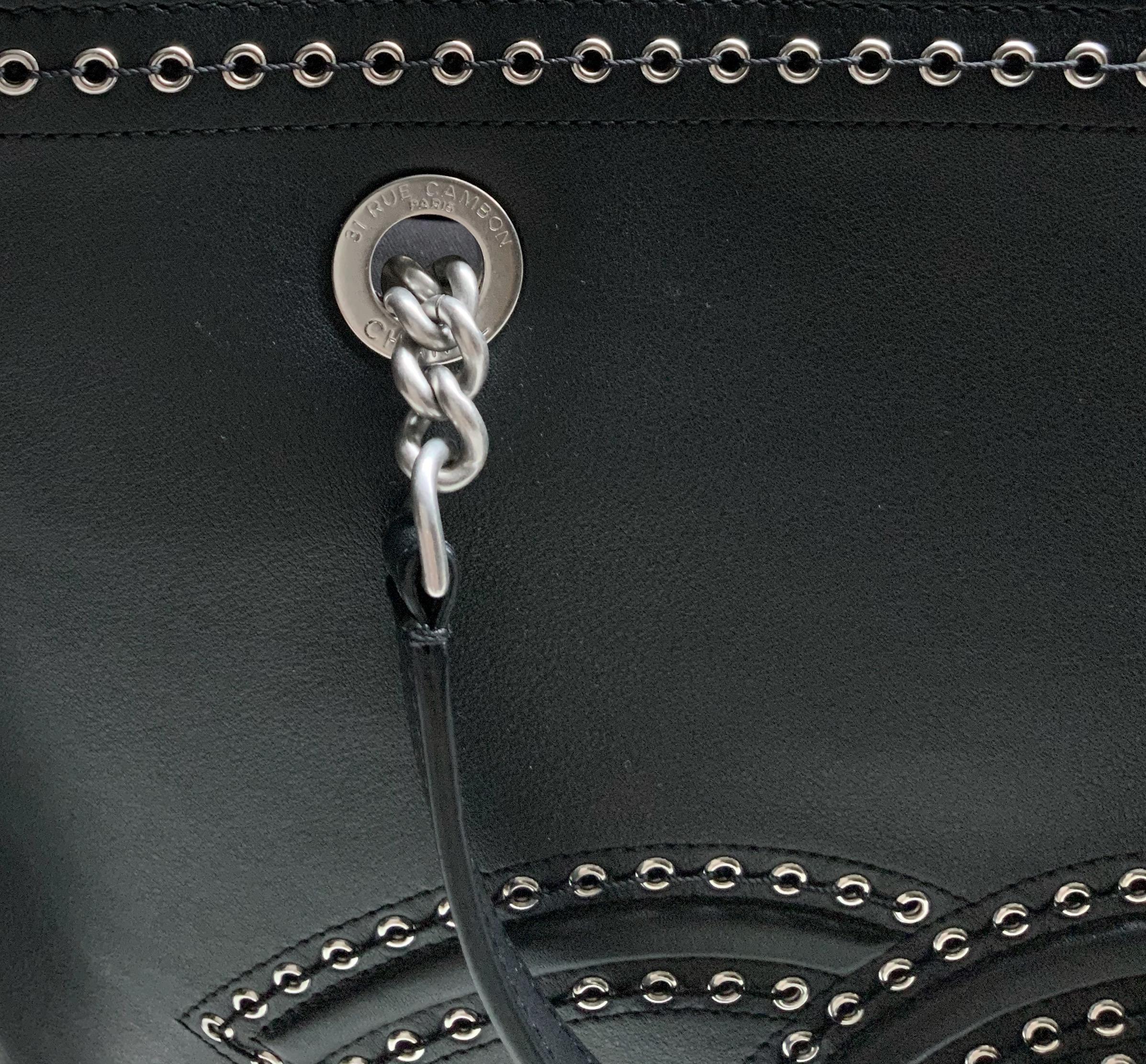 Chanel Large Coco Eyelets Black Shopping Tote 3