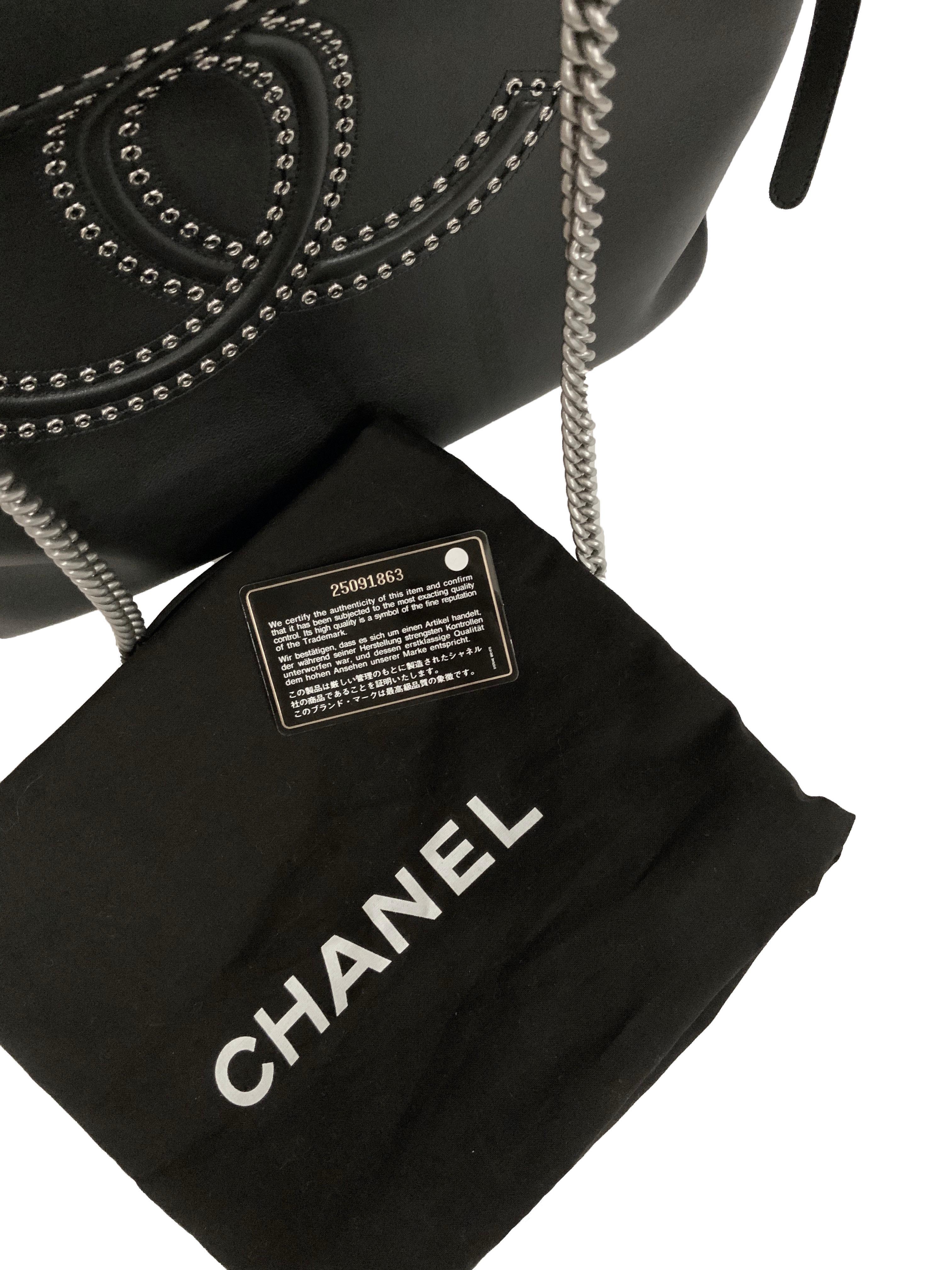 Chanel Large Coco Eyelets Black Shopping Tote 7
