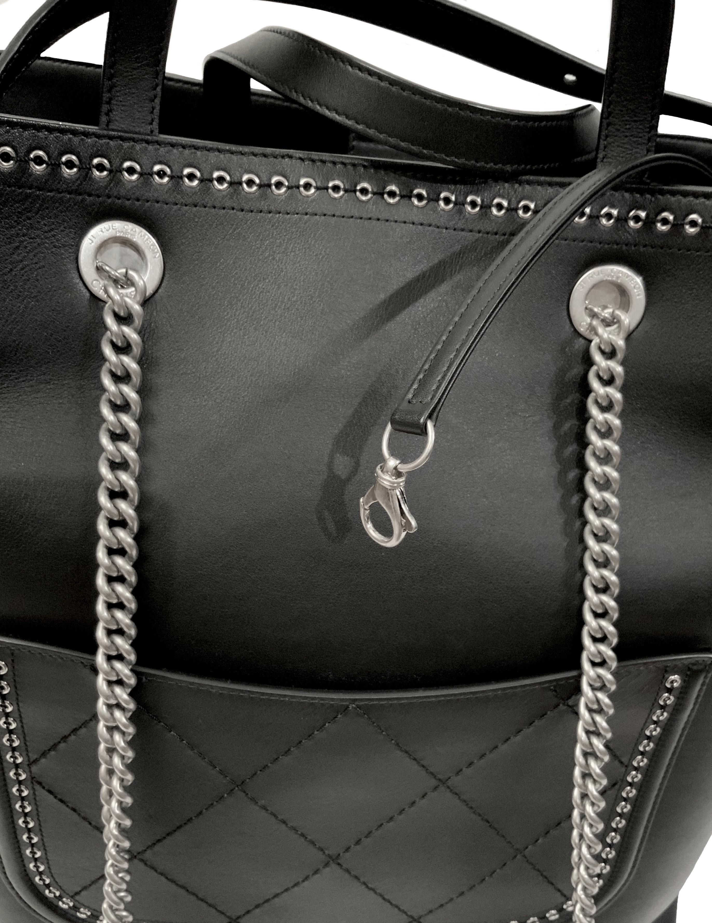 Chanel Large Coco Eyelets Black Shopping Tote 1