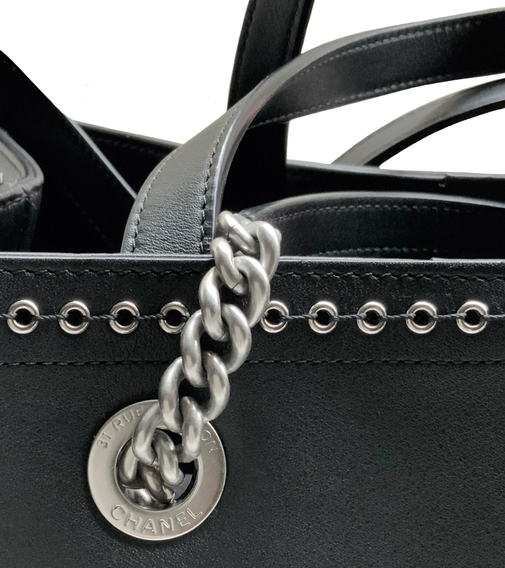 Chanel Large Coco Eyelets Black Shopping Tote 2