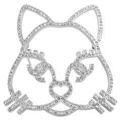 Chanel Large Crystal Cat Pin