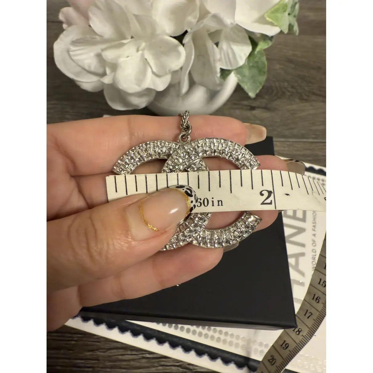 Collana Chanel con ciondolo grande in cristallo CC in vendita 4