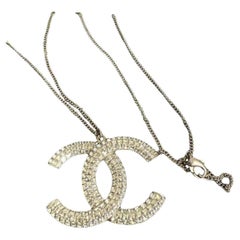 Chanel Large Crystal CC Pendant Necklace