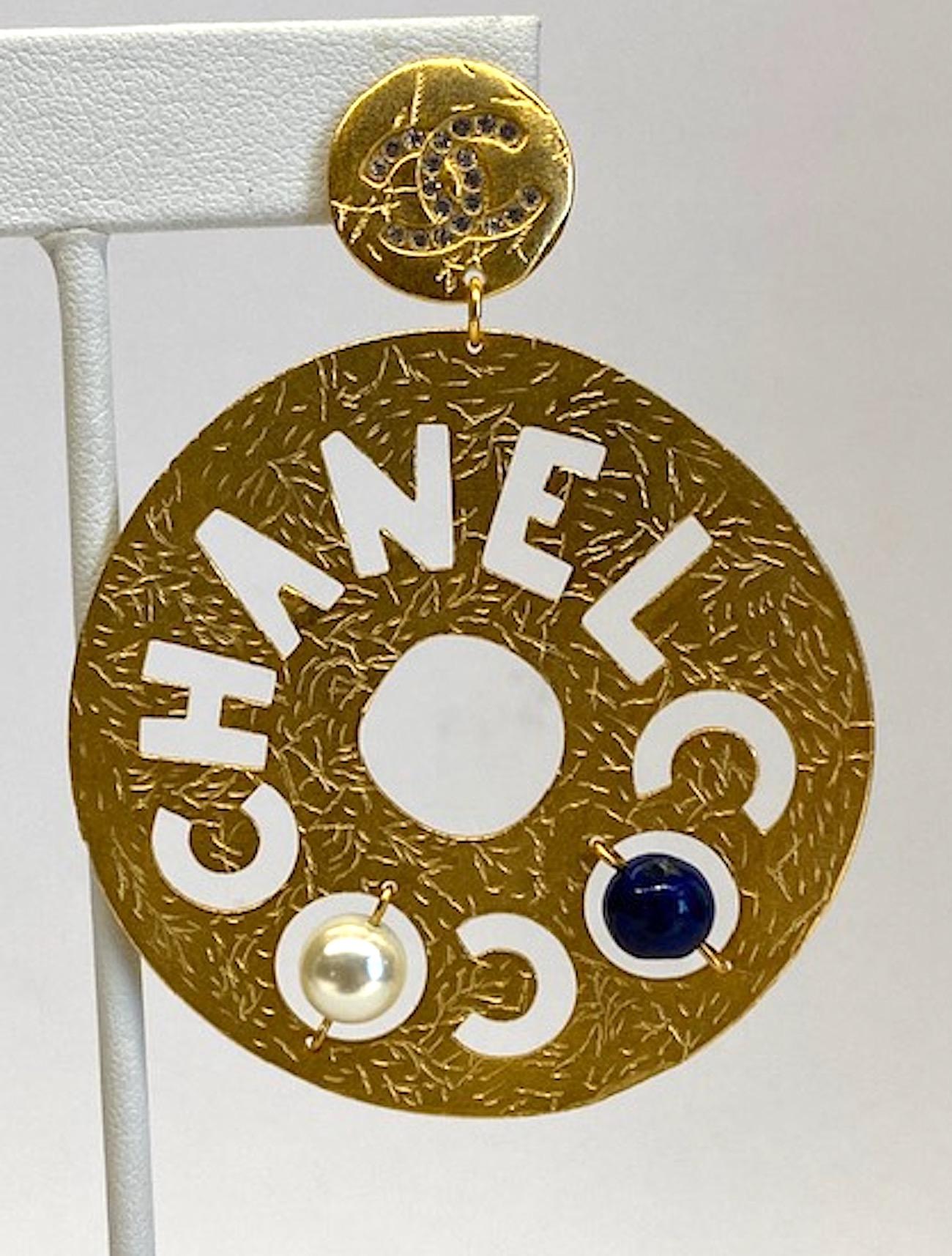 Chanel Large Cut Out Disk Pendant Earrings, Autumn 2019 Collection 4