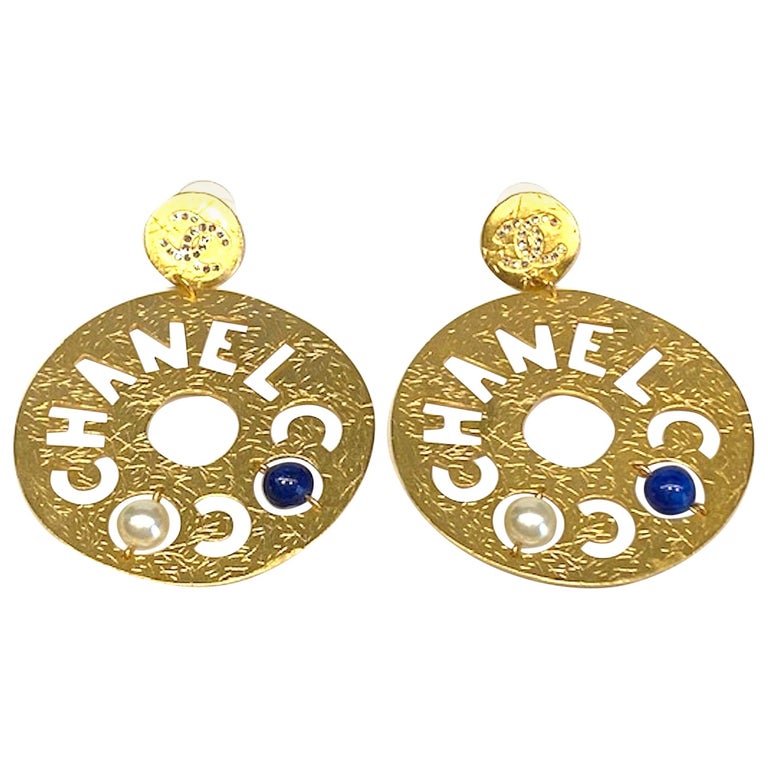 Chanel Large Cut Out Disk Pendant Earrings, Autumn 2019 Collection at  1stDibs