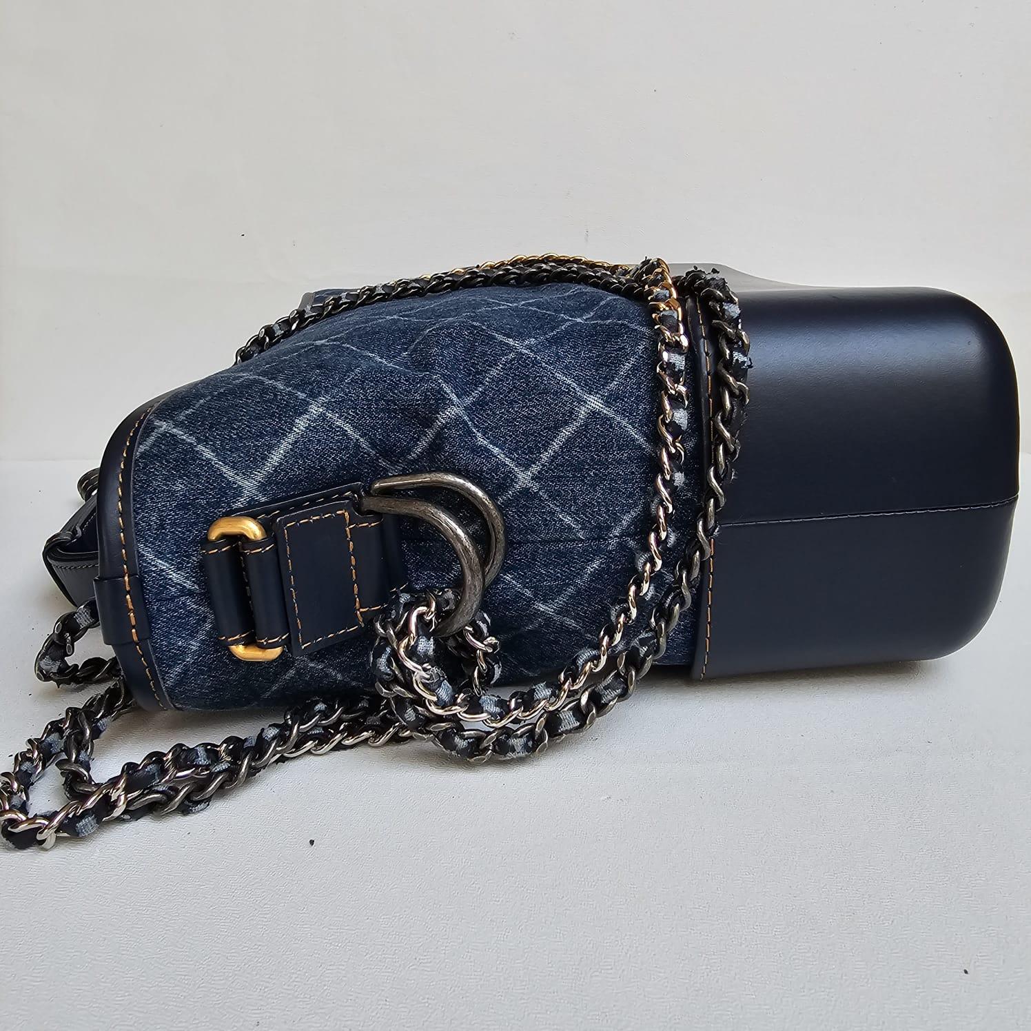 Chanel Medium Denim Quilted Gabrielle Hobo Bag For Sale 6
