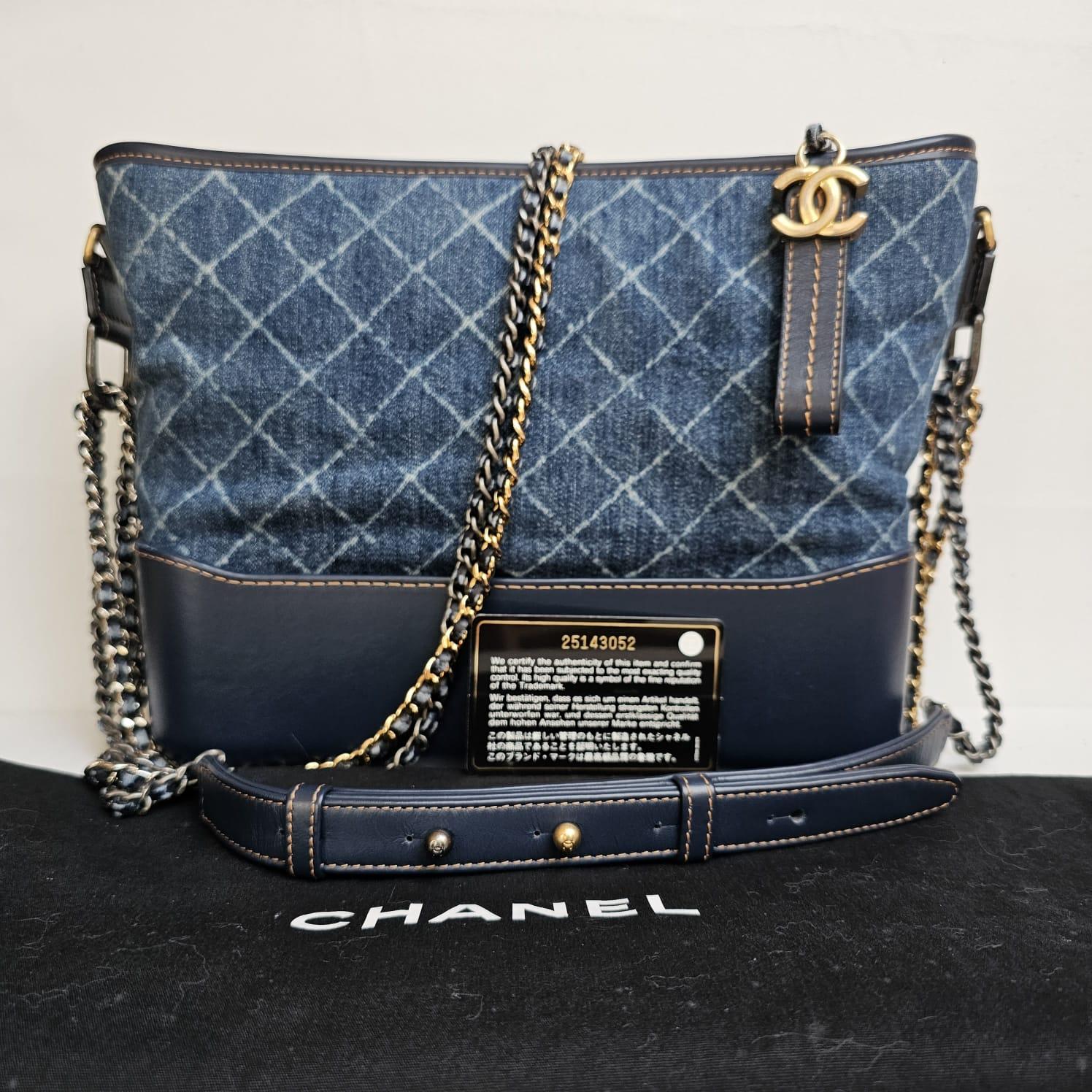 Chanel Medium Denim Quilted Gabrielle Hobo Bag For Sale 7