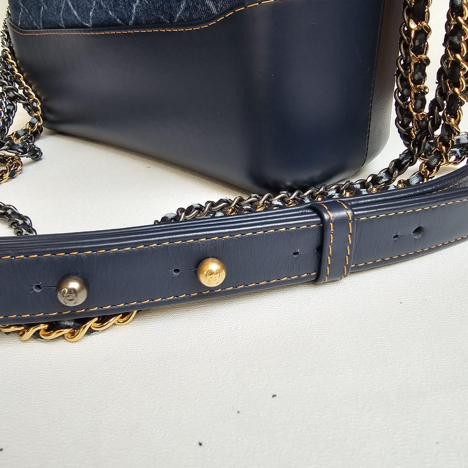 Chanel Medium Denim Quilted Gabrielle Hobo Bag For Sale 13