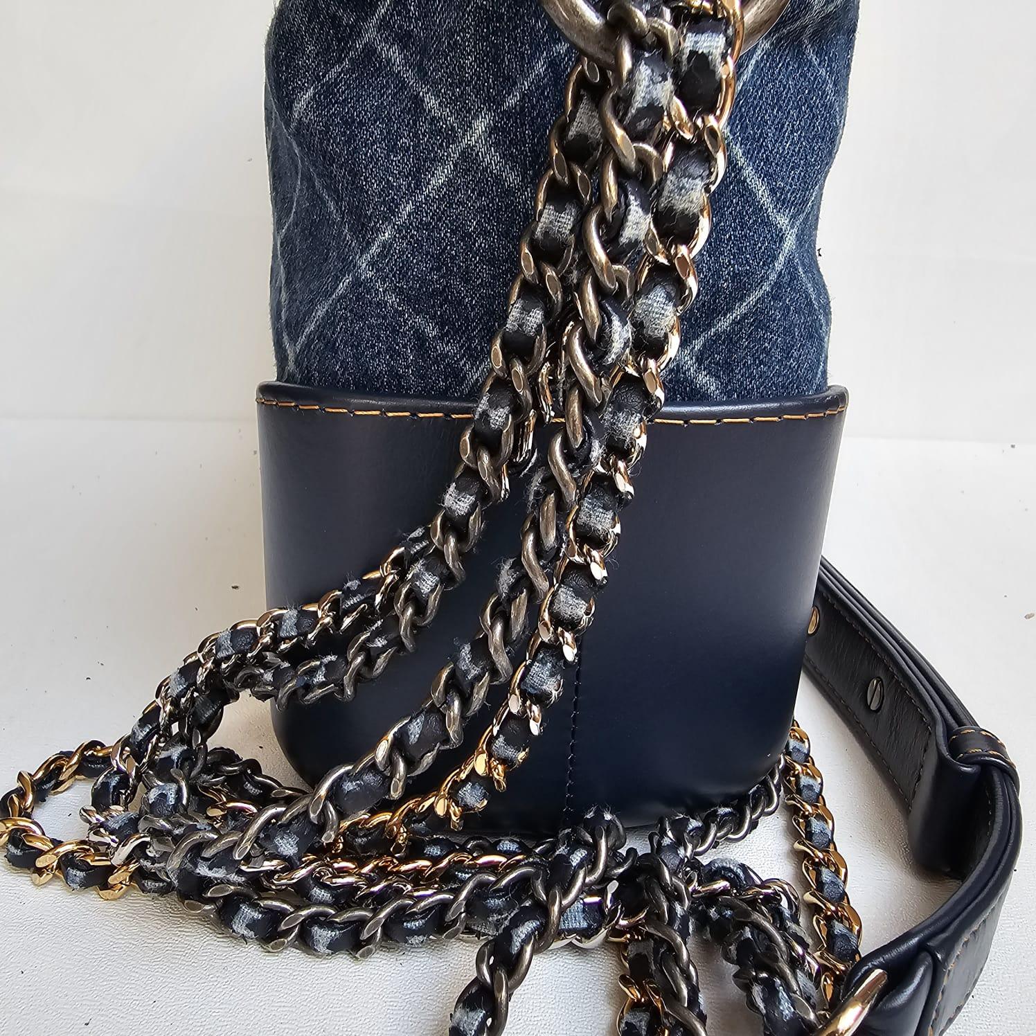 Chanel Medium Denim Quilted Gabrielle Hobo Bag For Sale 16