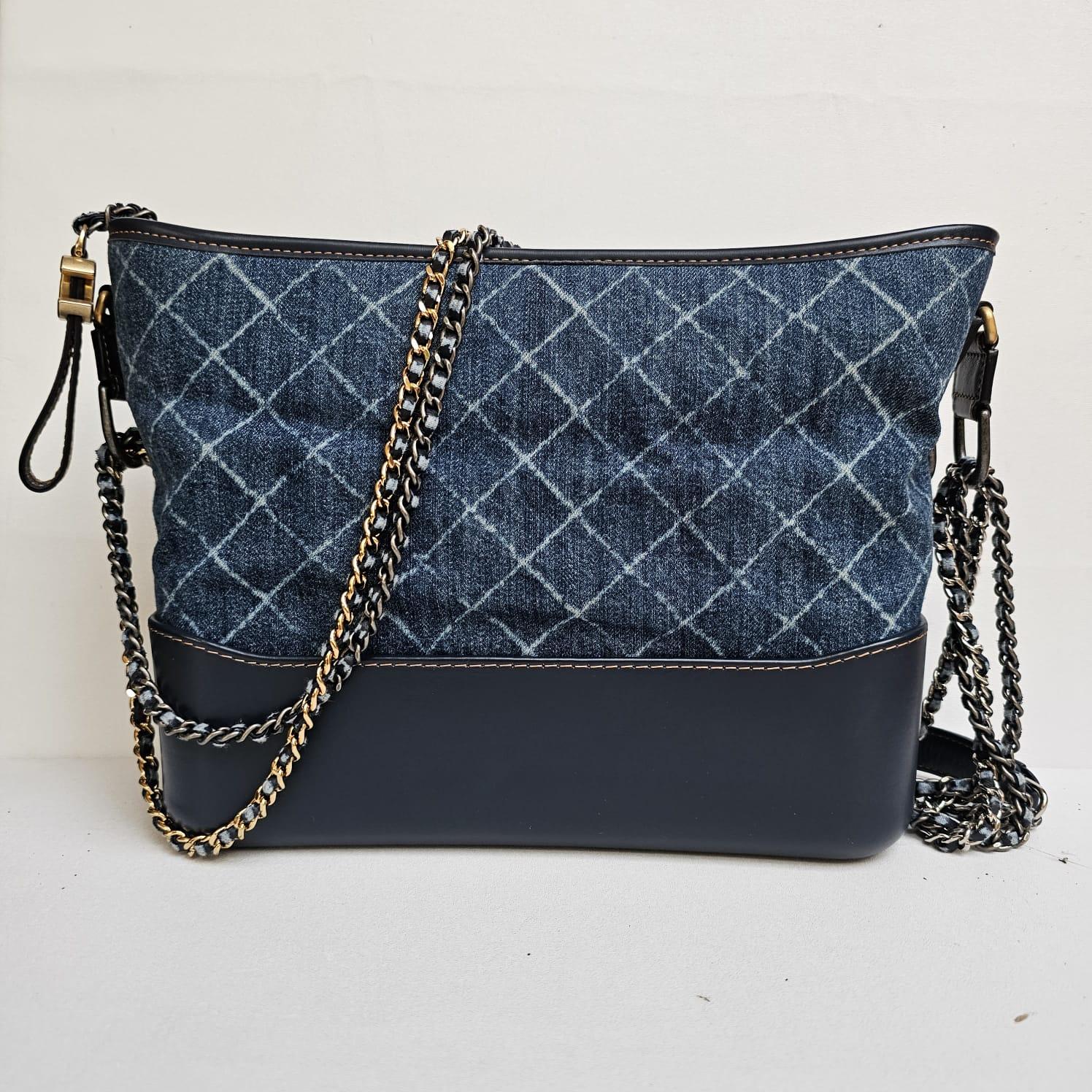 Women's or Men's Chanel Medium Denim Quilted Gabrielle Hobo Bag For Sale