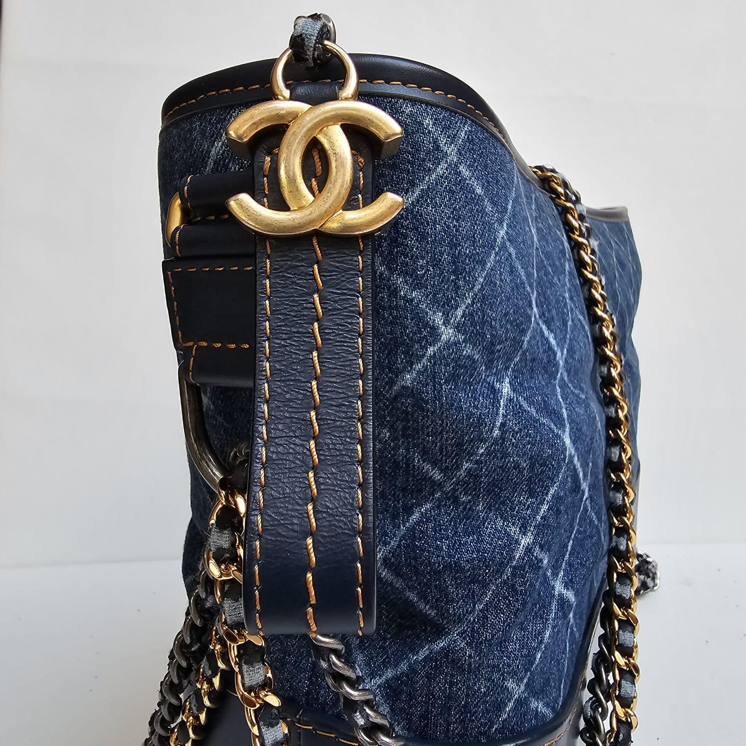 Chanel Medium Denim Quilted Gabrielle Hobo Bag For Sale 3