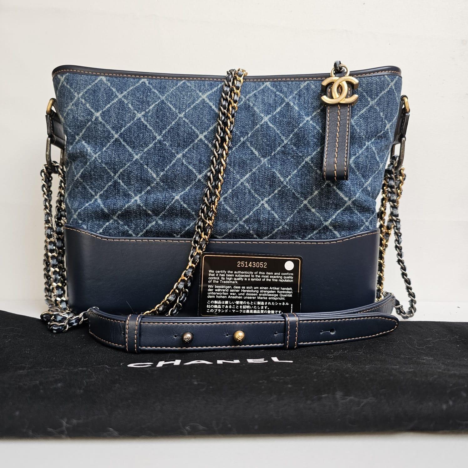 Chanel Medium Denim Quilted Gabrielle Hobo Bag For Sale 5
