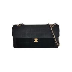 Chanel Large East West Shoulder Bag Rare Black Leather and Pony-style Calfskin