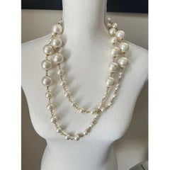 CHANEL Large Faux Pearl CC Logo Long Necklace