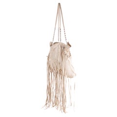 Chanel Large Fringe Resort Bone Ivory Mesh Tote