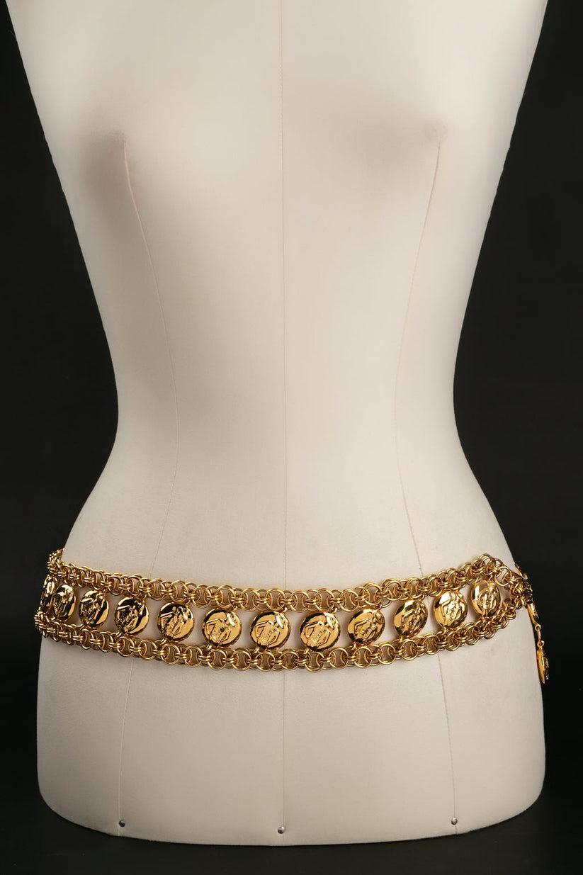 Chanel Large Gilded Gold Metal Belt In Excellent Condition In SAINT-OUEN-SUR-SEINE, FR