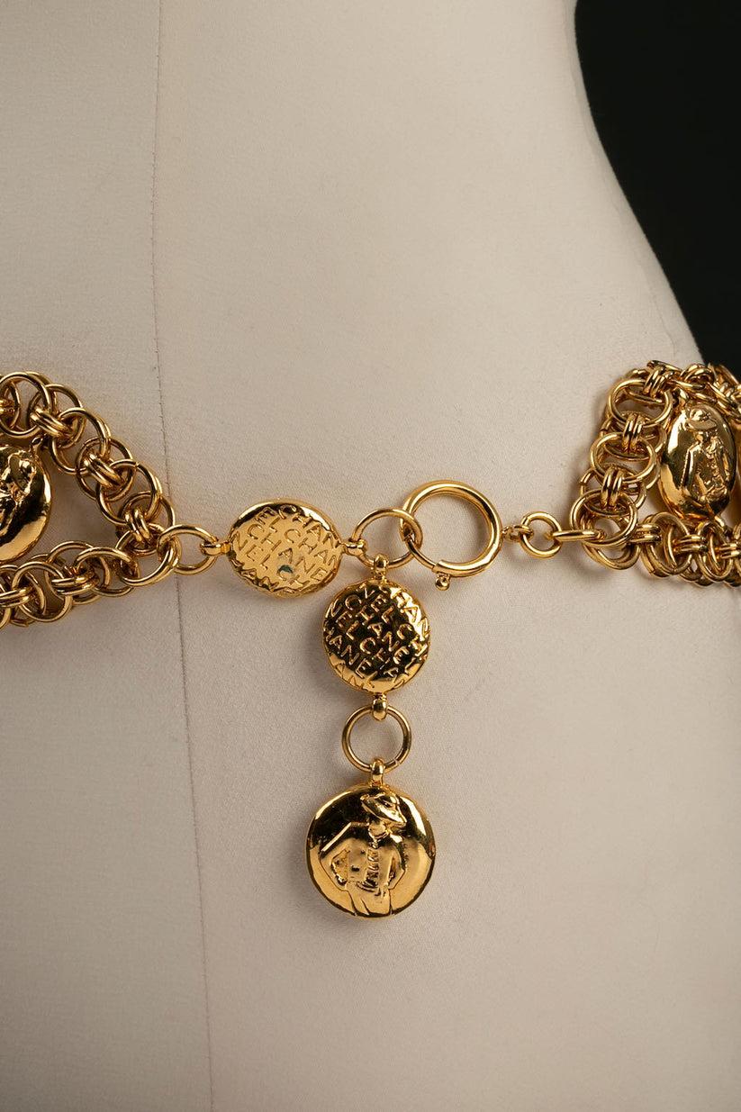 Women's Chanel Large Gilded Gold Metal Belt