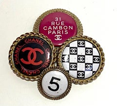 Chanel Large Gold 4 Button CC Logo Graphic Brooch, Spring 2008 Collection