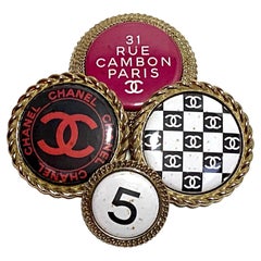 Chanel Large Gold 4 Button CC Logo Graphic Brooch, Spring 2008 Collection