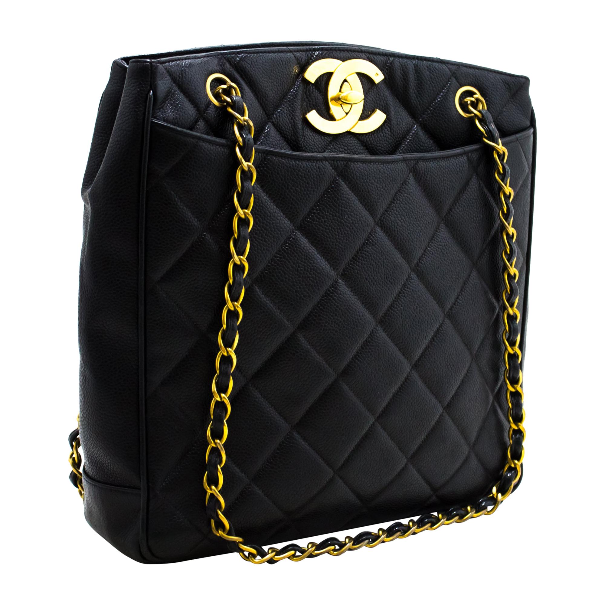 chanel black purse with gold chain