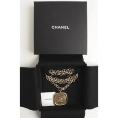 Chanel Large Gold CC Logo Coco Chanel Medallion Pendant Necklace