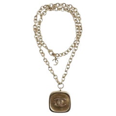 Chanel Large Gold CC Logo Coco Chanel Medallion Pendant Necklace