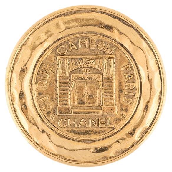 Chanel Large Gold Tone Rue Cambon Brooch For Sale