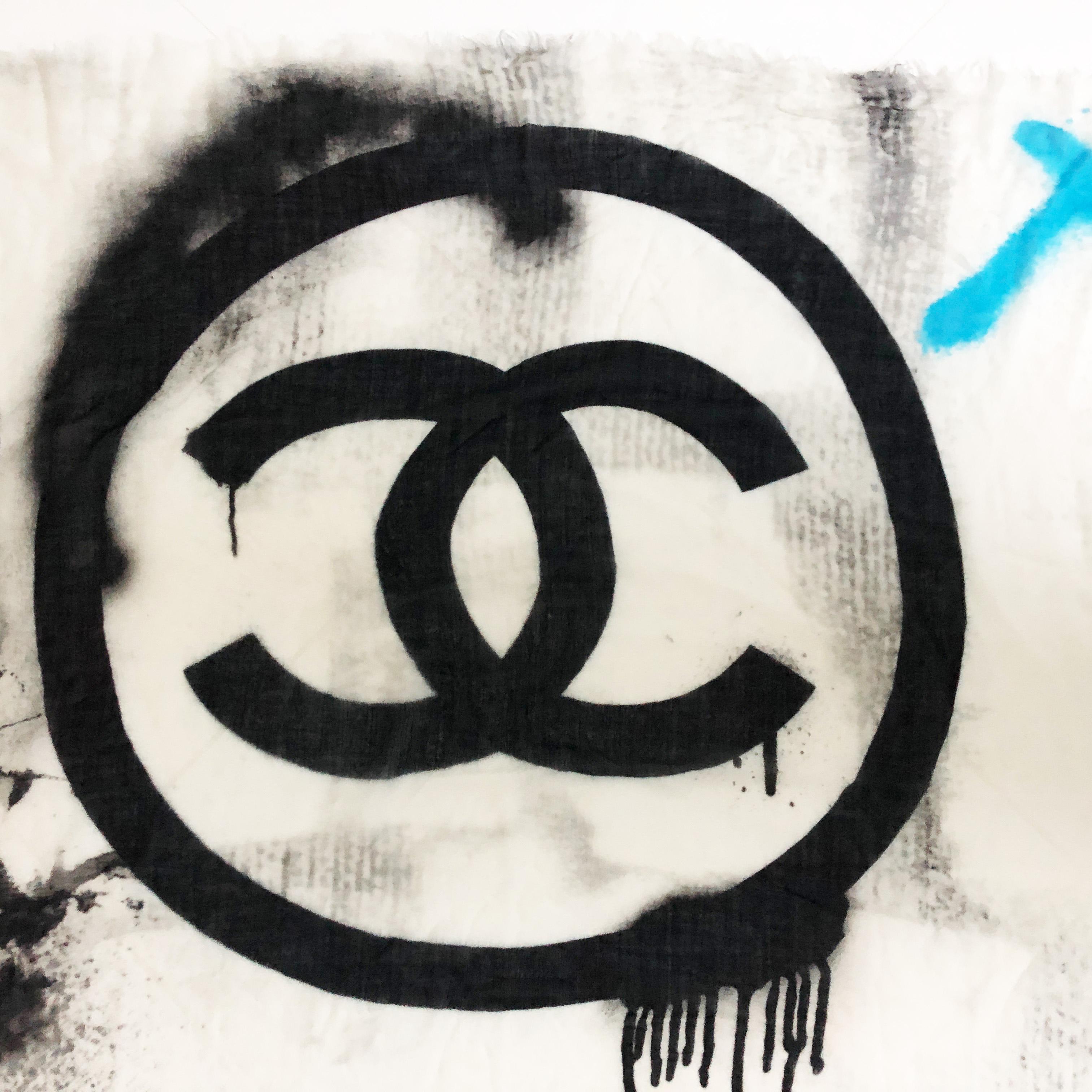 Chanel Large Echarpe Châle Graffiti Cachemire 51in CC Logo avec boite 5
