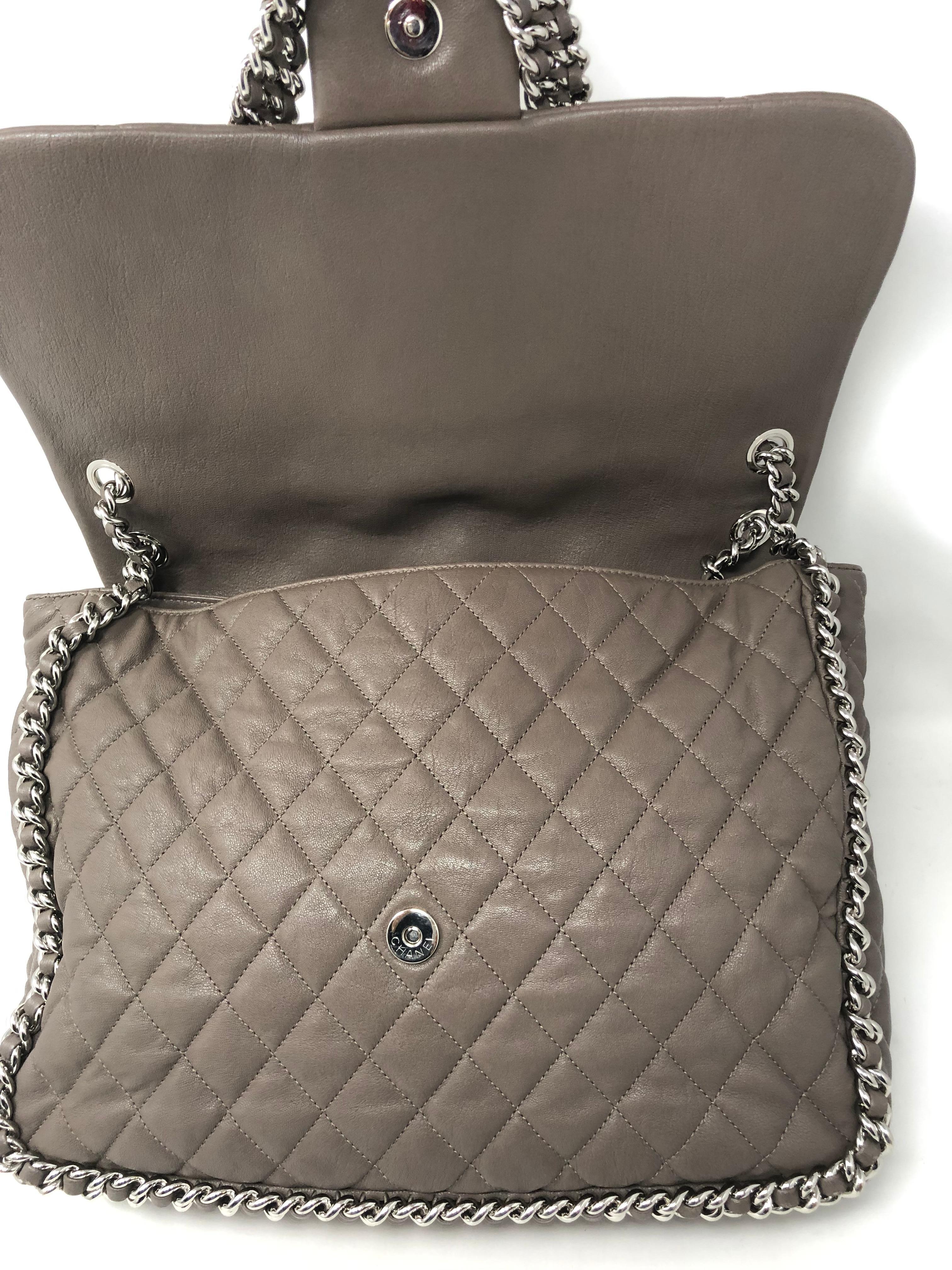 Chanel Large Gray Chain Around Bag 6