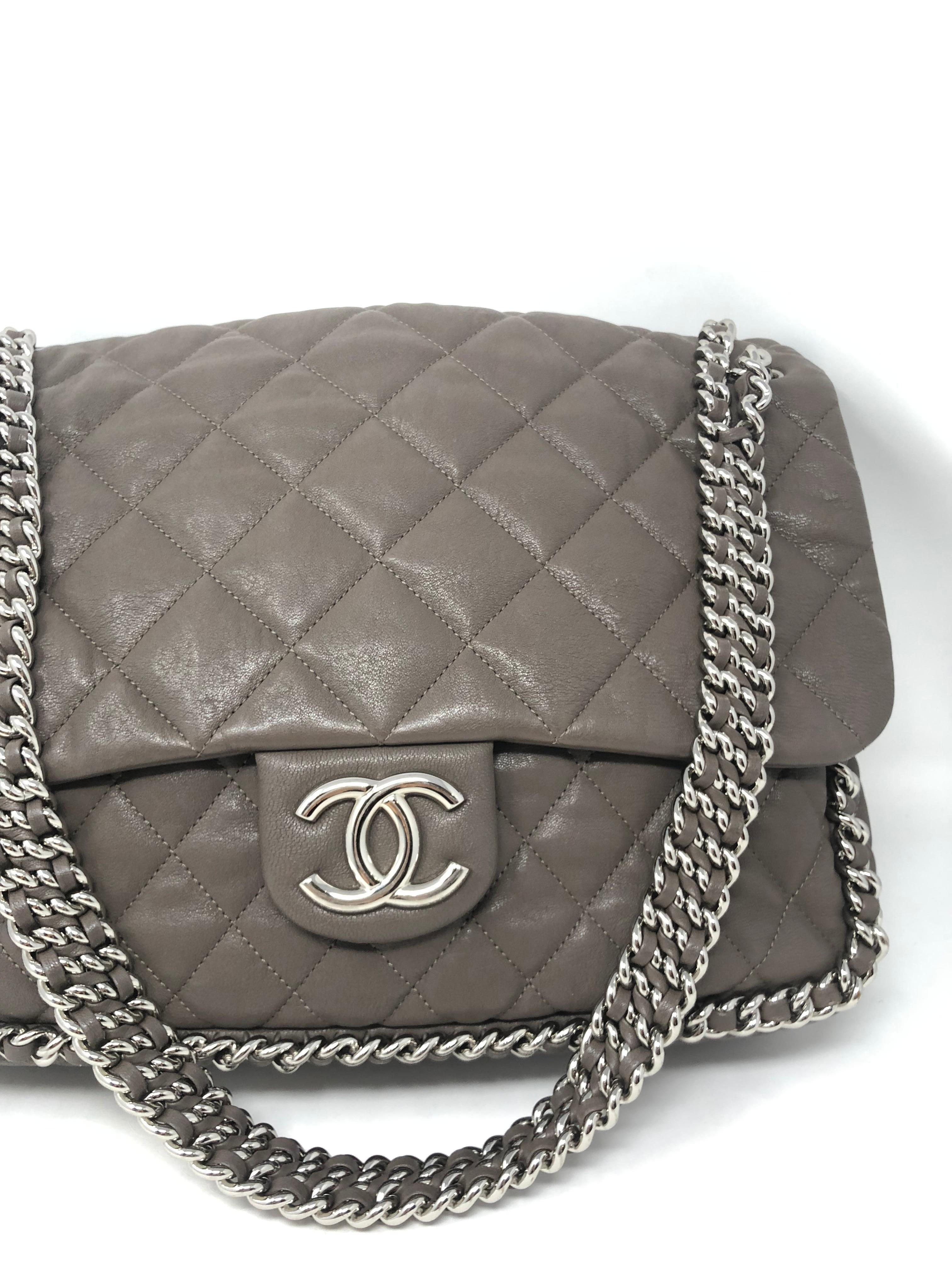 Chanel Large Gray Chain Around Bag In Good Condition In Athens, GA