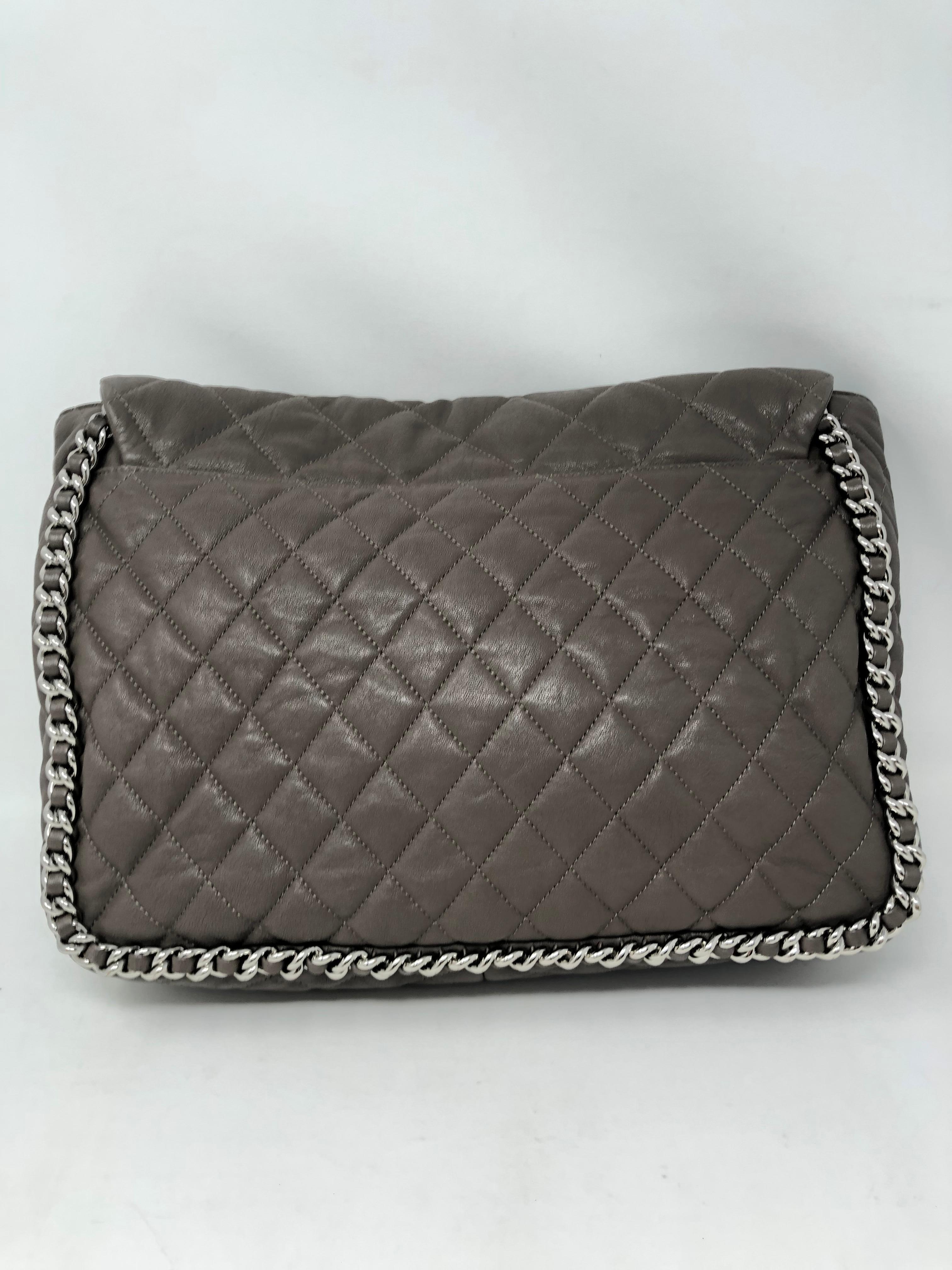 Women's or Men's Chanel Large Gray Chain Around Bag