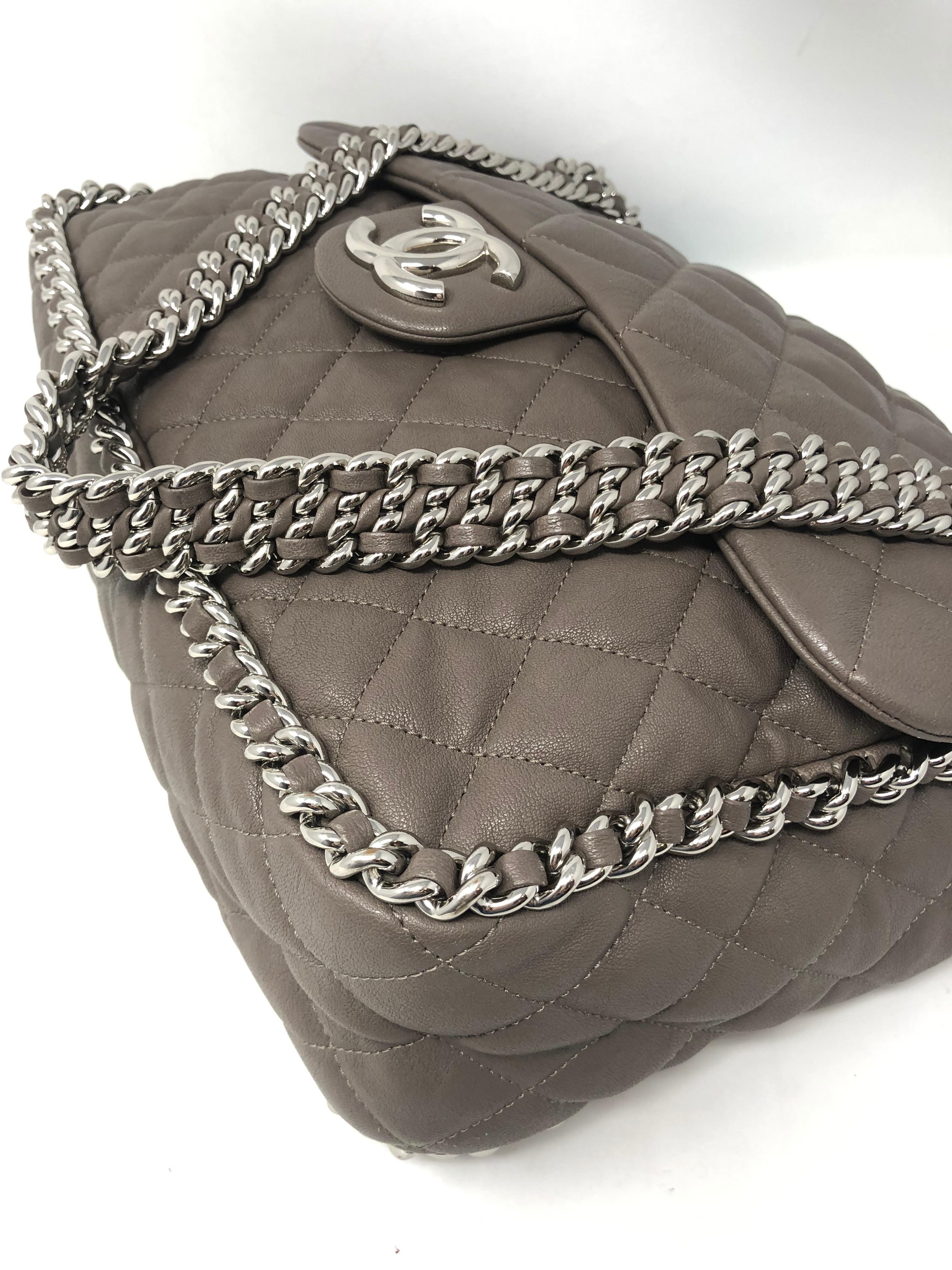 Chanel Large Gray Chain Around Bag 3