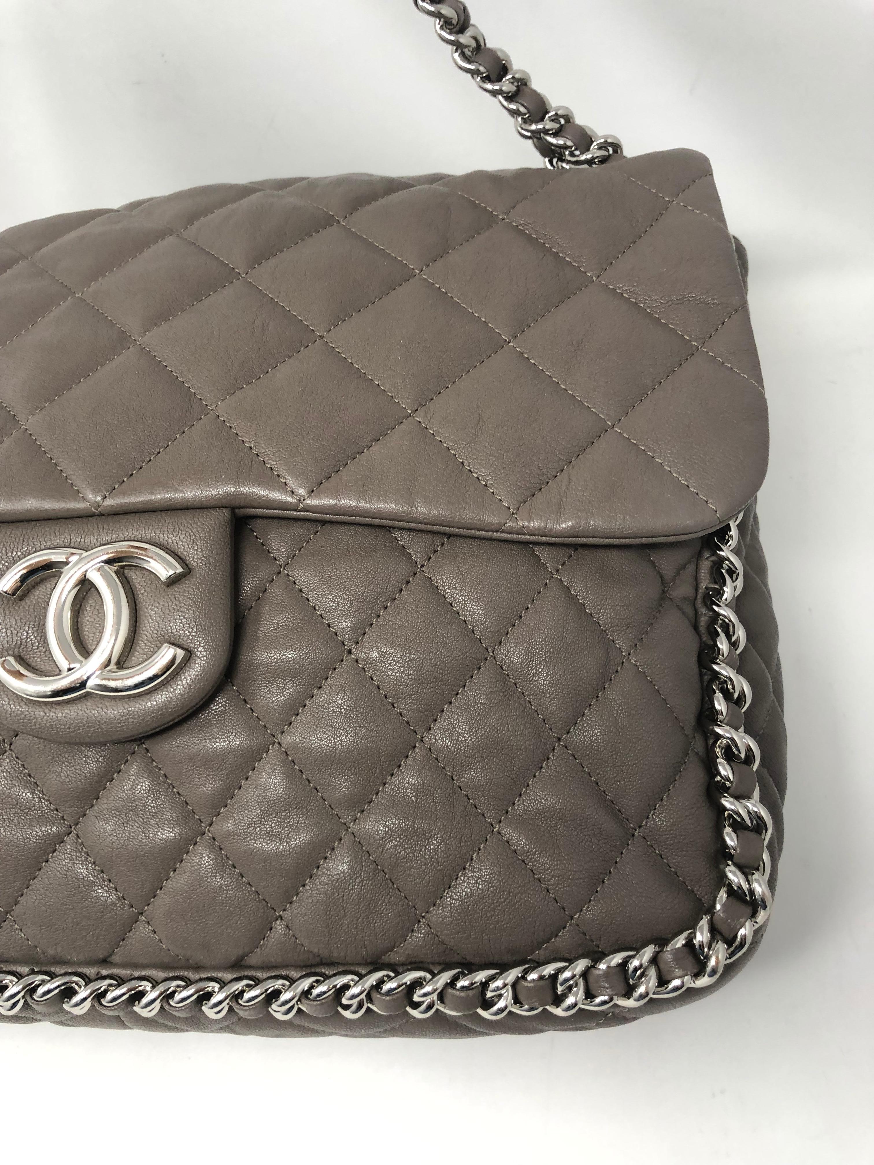Chanel Large Gray Chain Around Bag 5