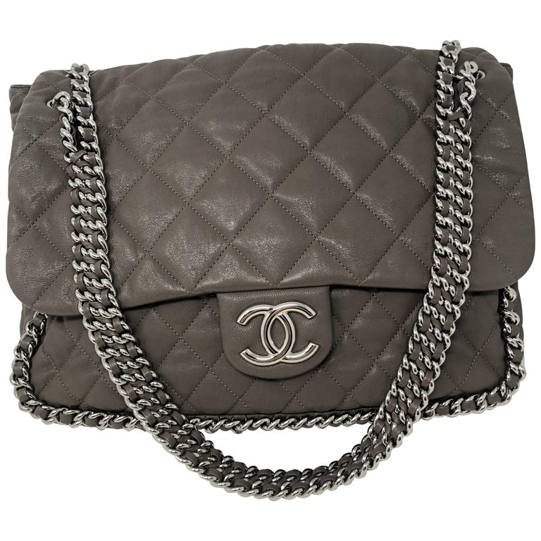 Chanel Large Gray Chain Around Bag at 1stDibs