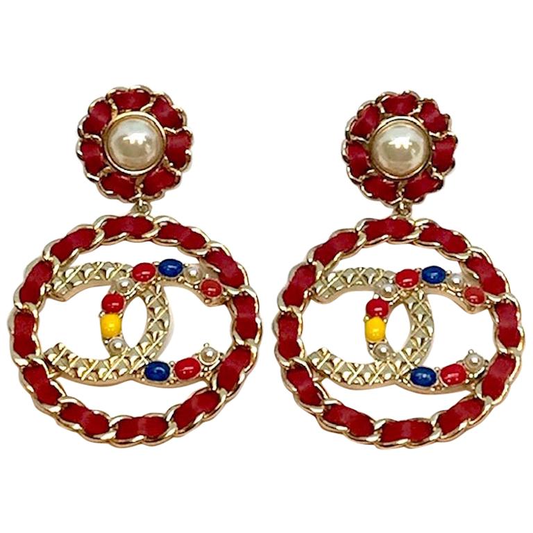 Chanel Large Leather Woven CC Logo Earrings, 2018 Collection at 1stDibs  chanel  earrings 2018 collection, chanel earring 2018, chanel logo diamond earrings