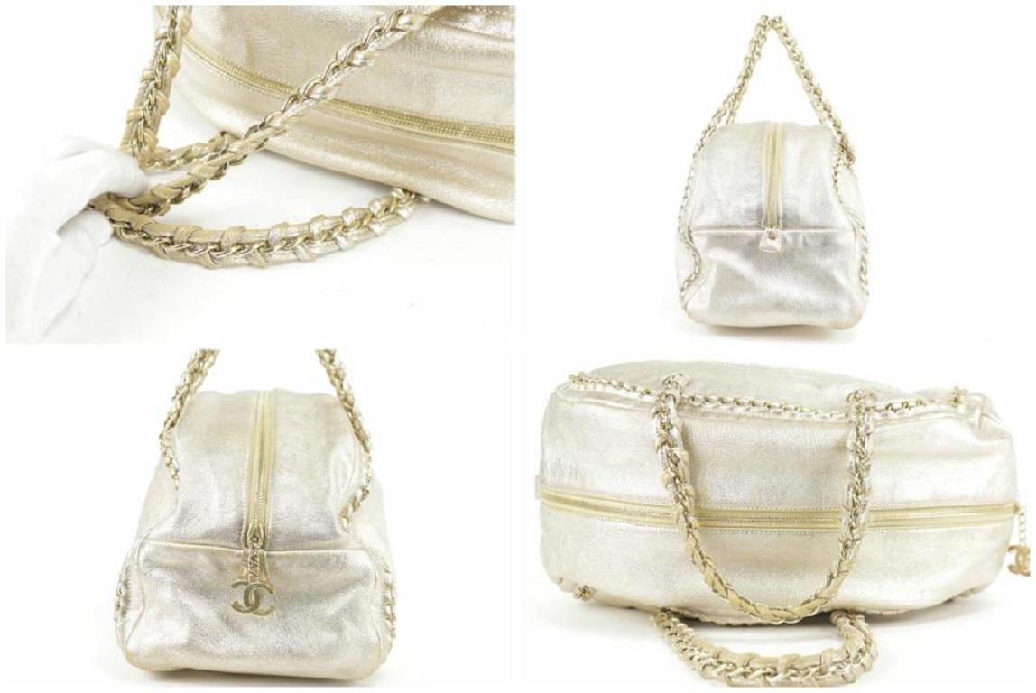 Chanel Large Luxe Ligne Bowler Chain Around Boston 25ck1220 Gold Metallic Leathe For Sale 2